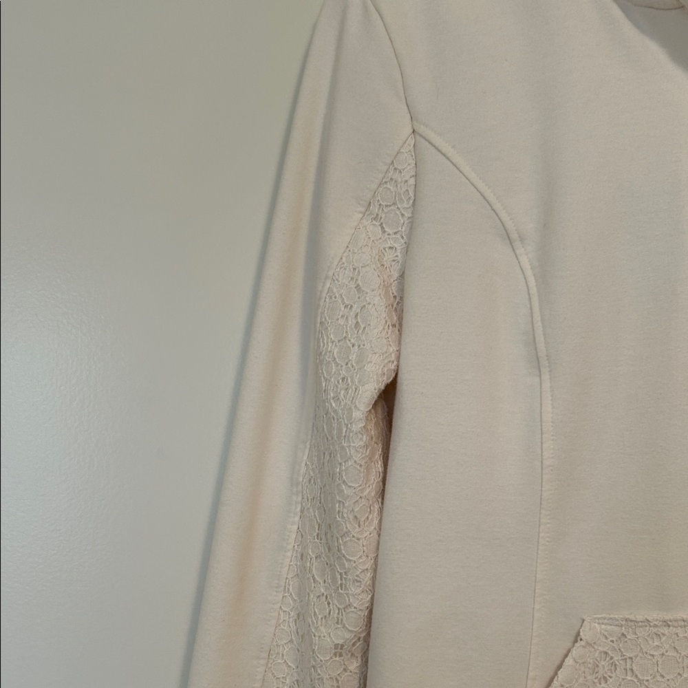 Women's Cream Hooded Jacket with lace accents size 1 - Picture 3 of 11